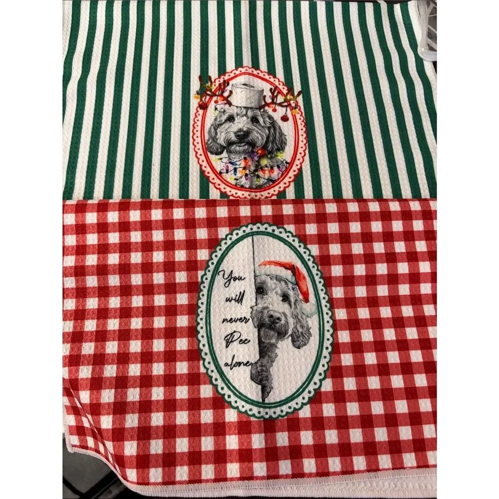 Set of 2 Goldendoodle dish towels